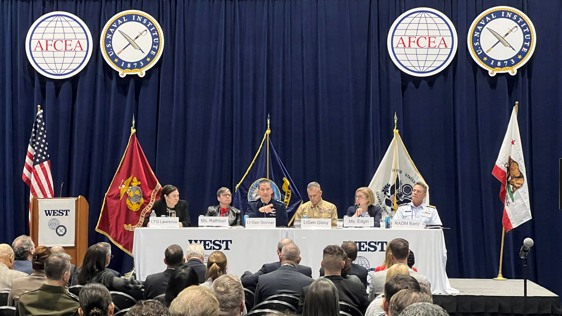 DISA Director Air Force Lt. Gen. Robert J. Skinner speaks during an AFCEA WEST panel Feb. 14, 2024.