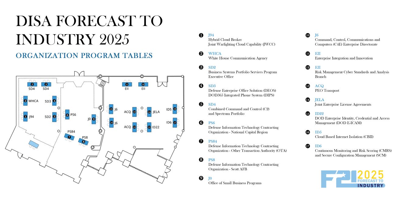The DISA Forecast to Industry Networking Program floor plan